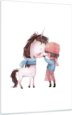 Produktbild von Bilder auf glas - Einteilig - Einhorn Mädchen Kinder - 50x70cm - Glasbilder - Wandbilder - Bilder - zum Aufhängen bereit - Wanddekoration aus Glas - Glas Bilder - Wandbild auf Glas - GPA50x70-4733