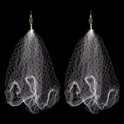 Produktbild von 2pcs Kupfer Frühling Shoal Fishing Netting mit leuchtenden Perlen Mesh Netze für Nachtangeln Angeln Angeln Ausrüstung