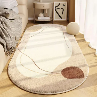Ovaler Flokati-Teppich 100x200 cm, flauschig, geometrisch, Stil 3