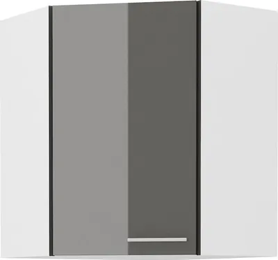 Produktbild von Eckhängeschrank 60x60 Küche Lara Grau Glanz + Weiß matt Küchenzeile Küchenblock