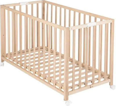 Produktbild von Babybett Faltbar, 60 x 120 cm, ROBA Fold Up, Rollen, Naturholz