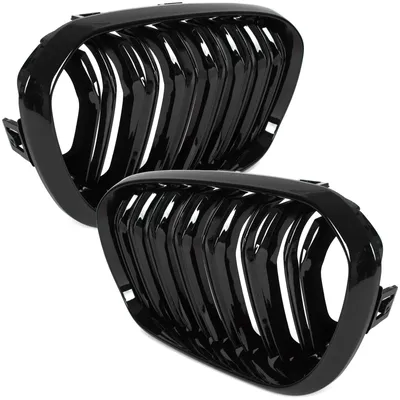 Produktbild von BMW 1 F21 15-18 Nieren zwischen den Scheinwerfern (links + rechts) SCHWARZ Glänzend DOPPELSTREBEN