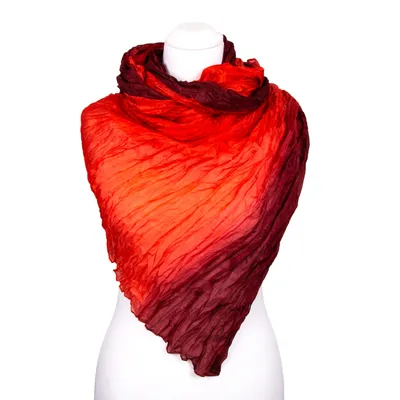 Produktbild von Knitterschal Halstuch Schal XXL rot Farbverlauf Seide 180x90cm