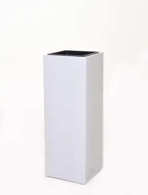 Produktbild von VIVANNO Pflanzkübel Zink BLOCK Säule, Weiß matt - 24x24x65 cm