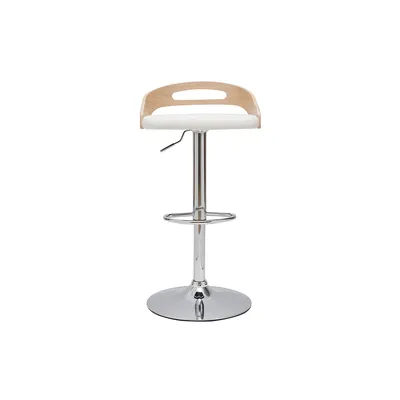 Produktbild von Miliboo - Design-Barhocker MANO höhenverstellbar weiß und helles Holz