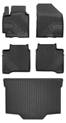 Image de Tapis en caoutchouc + bac de coffre pour Suzuki Baleno II 2015- (hayon, plancher bas) – 5 pièces, noirs, sur mesure