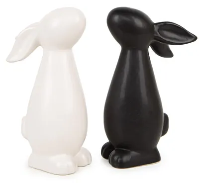 Produktbild von Logbuch-Verlag Osterhasen Set schwarz weiß Hasen aus Dolomit 17,5 cm Osterdekoration Geschenk Ostern