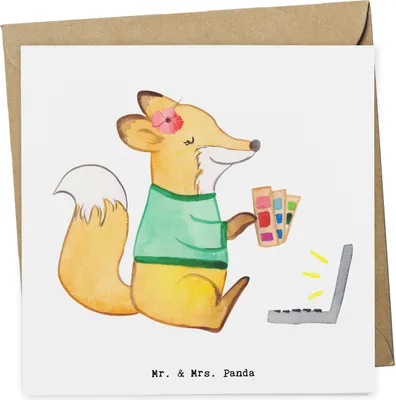 Produktbild von Mr. & Mrs. Panda Grußkarte Grafikerin Herz - Weiß - Geschenk, faltkarte, Kreativ, Mediengestalter, Designer, Klappkarte, Glückwunschkarte, doppelkarte, anlasskarte