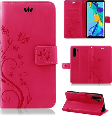 Produktbild von Handytasche für Huawei P30 Pro Blumen Flip Cover Buchhülle mit Magnetverschluss, Pink
