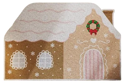 Produktbild von Weihnachtlicher Eingangsbereich-Fußteppich, Lebkuchenhaus-Fußmatte, waschbarer Vintage-Weihnachts-Fußteppich mit rutschfester Unterseite für Haustür, Eingangsbereich und Veranda