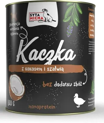 Produktbild von SYTA MICHA Hundenassfutter, Ente mit Kokosnuss und Salbei, Dose 800g
