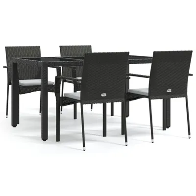 Produktbild von vidaXL 5-tlg. Garten-Essgruppe mit Kissen Schwarz Poly Rattan