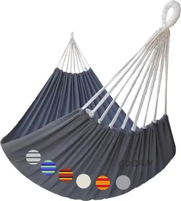 Image de Grand modèle XXL en coton gris foncé, à armature métallique, pour 2 personnes, dimensions : 220 x 150 cm, longueur : 330 cm, capacité de charge : 300 kg