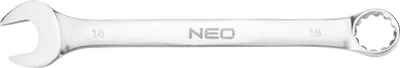 Produktbild von NEO TOOLS Ring-Maulschlüssel 18 x 220 mm, CrV-Stahl, DIN3113, Durchdrückung, satiniert, polierter Kopf gebogen unter dem Winkel 15°, M+T