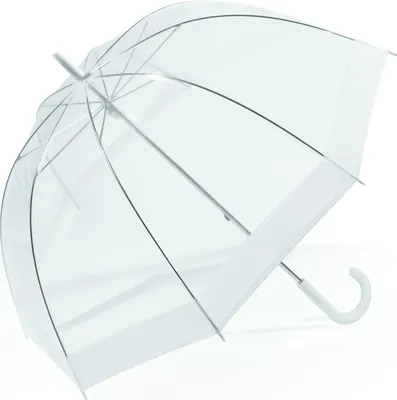Produktbild von Regenschirm transparent durchsichtig weiß Hochzeit Glockenschirm happy rain