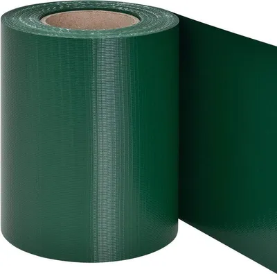 Image de Ruban Strend Pro EUROSTANDARD, 190 mm, L-35 m, occultant, vert, de couverture, pour panneaux de cloture, avec 20 clips, 450g/m2, PVC, RAL6005