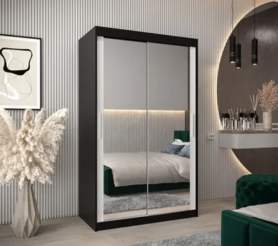 Produktbild von Schwebetürenschrank mit einer Breite von 120 cm TIMEA 3 – Schwarz/Weiß