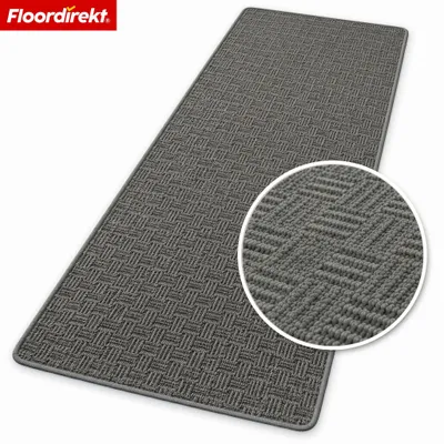 Produktbild von Floordirekt Teppichläufer Monaco, Flurläufer strapazierfähiger Flurläufer, Küchenläufer mit Kettelung, pflegeleichter Läufer, Anthrazit, 80 x 400 cm