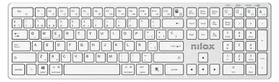 Immagine prodotto di Nilox TECLADO PRO WIRELESS SILVER ESPANOL, full size (100%), wireless, USB + Bluetooth, tasti a membrana, QWERTY, bianco