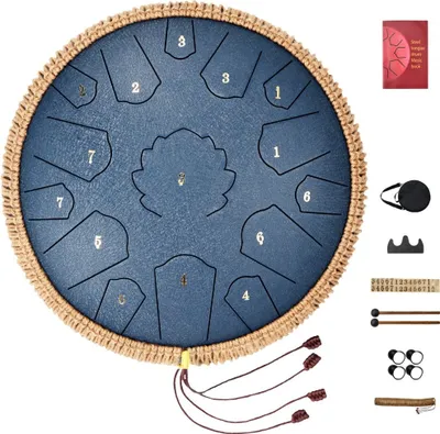 Produktbild von Stahlzungen-Regenglockenspiel - Regentrommel 356mm D-Dur - Marineblau - wetterfest - ideales Gartenspielzeug