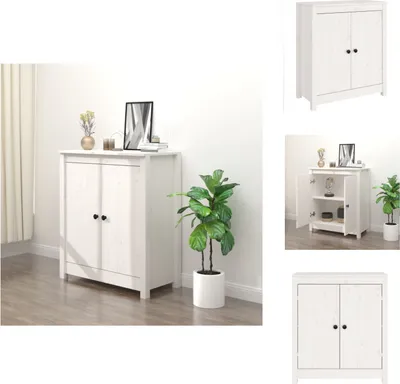 Obrázok produktu pre vidaXL Príborník biely 70x35x80 cm z masívneho borovicového dreva - Príborníky