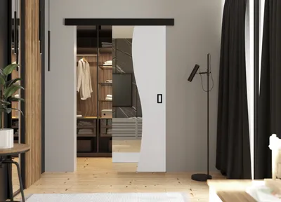 Obrázek produktu pro KIER FURNITURE posuvné dveře se zrcadly FALA - 66x205x1,6 cm - bílá