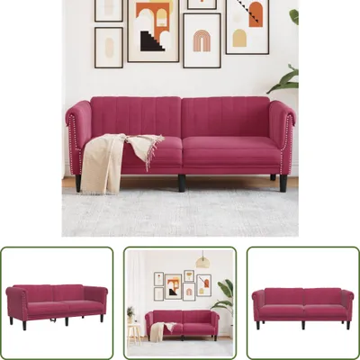 Produktbild von The Living Store Sofa 2-Sitzer Weinrot Samt