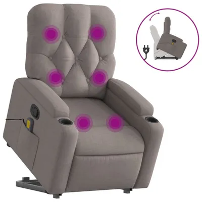 Image de Fauteuil de massage avec releveur Taupe Tissu