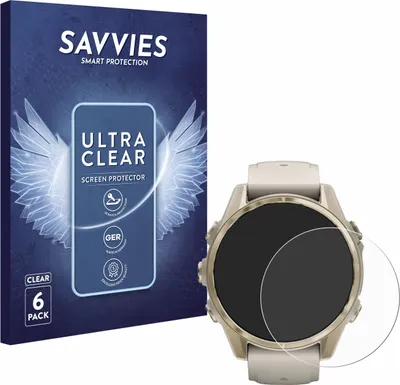 Produktbild von 6x Für Garmin Fenix 8 (43 mm) Schutzfolie Savvies Displayschutz Display Schutz Folie Klar Transparent