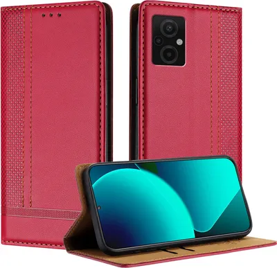Produktbild von Handyhülle für Xiaomi Poco M5 4G/Poco M4 5G/Redmi 10 5G Leder Flip Klappbare Schutzhülle mit Standfunktion Rot