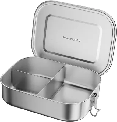 Productafbeelding van Stainless Steel Bento Lunchbox 1400ml met 3 Compartimenten