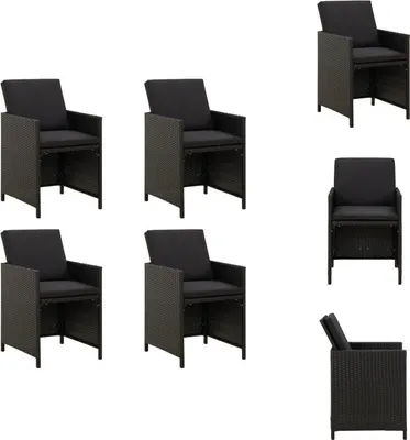 Produktbild von vidaXL Gartenstühle mit Kissen 4 Stk. Poly Rattan Schwarz -  Gartenstühle