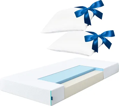 Produktbild von ESSENCE SLEEP XIA Schaumstoff Matratze 140 x 200 x 18 cm, H3 aus 3 Schichten, mit 2 Memory Foam Kopfkissen, 7 Zonen, atmungsaktiv und druckentlastend