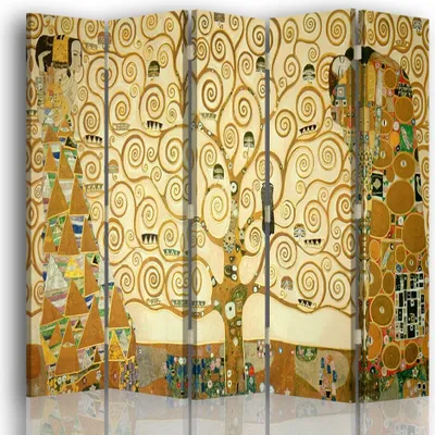 Produktbild von Paravent - Raumteiler Der Lebensbaum - Gustav Klimt - Dekorativer Raumtrenner cm. 180x170 (5 x)