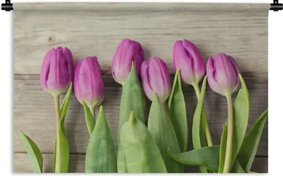 Produktbild von MuchoWow® Wandteppich Wandbehang Lila Tulpen 90x60 cm Tapisserie Dekoration Wandtuch - Wandskulpturen - Bildteppich