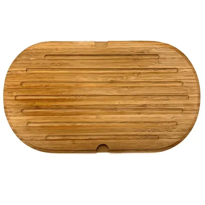 Produktbild von Brotschneidebrett mit Krümelrillen 37 x 21 cm Schneidebrett Küchenbrett Holz Schneide Brett Servierbrett Brettchen