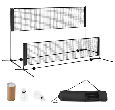 Obrázek produktu pro Nastavitelná venkovní badmintonová síť se stojanem, černá