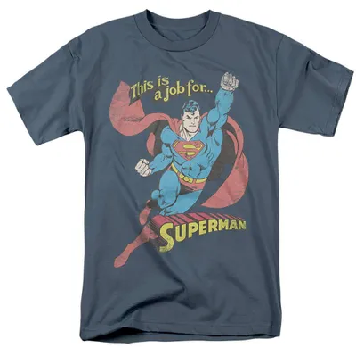 Image de T-shirt Superman - "On The Job" - Unie, pour hommes et femmes, modèle TV39260 (3XL), couleur gris ardoise