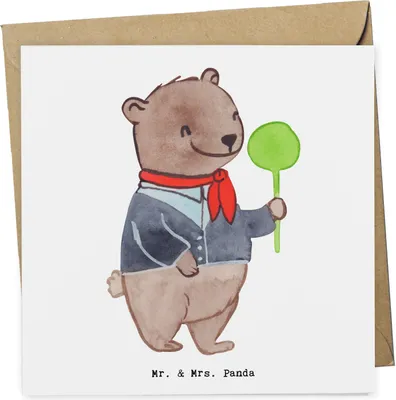 Produktbild von Mr. & Mrs. Panda Grußkarte Schaffnerin Herz - Weiß - Geschenk, faltkarte, anlasskarte, doppelkarte, Glückwunschkarte, Klappkarte