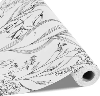 Immagine prodotto di Carta da parati autoadesiva 45cm x 10m - Murale in bianco - Vinile adesivo con motivo floreale - Vinile impermeabile per mobili - Rotolo di vinile decorativo per camera da letto, cucina, ufficio, bagno