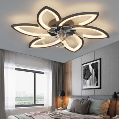 Obrázok produktu pre Stropný ventilátor s osvetlením – Čierna farba – 78 cm – 6 rýchlostí – Stmívateľné LED osvetlenie – Vhodný do kancelárie a obývačky