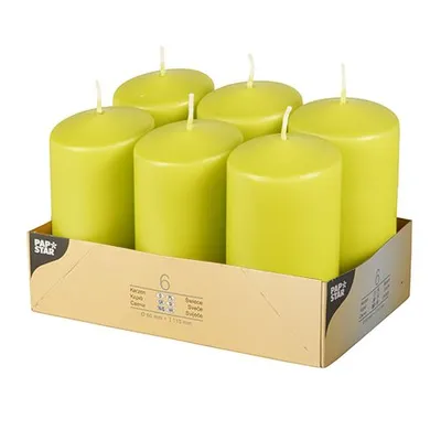 Obrázok produktu pre STARPAK stĺpiková sviečka priemer: 60 mm kiwi 6 kusov