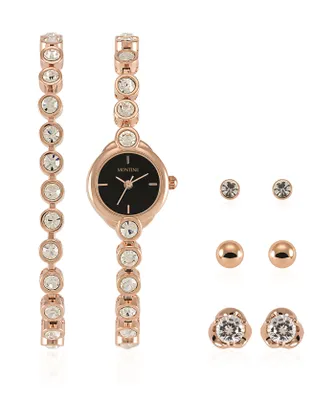 Productafbeelding van Montine dameset - horloge, ketting en 3 sets oorbellen