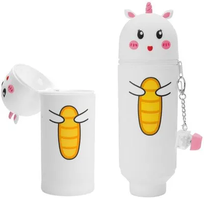 Produktbild von Silikonetui, 2-in-1, staand, dierenhouder, cartoonaccessoire, weißer Einhorn, für Mädchen und Jungen