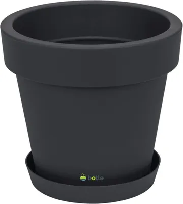 Produktbild von Blumentopf Übertopf inkl. Untersetzer Blumenkübel 20 cm x 18,1 cm anthrazit Pflanzkübel Pflanztopf Kunststoff