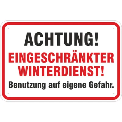 Produktbild von Schild 30x45 cm Achtung eingeschränkter Winterdienst