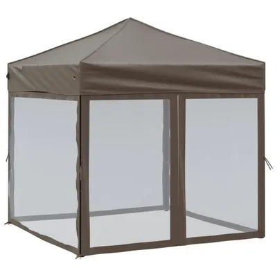 Image de vidaXL Tente de réception pliable avec parois latérales Taupe 2x2 m