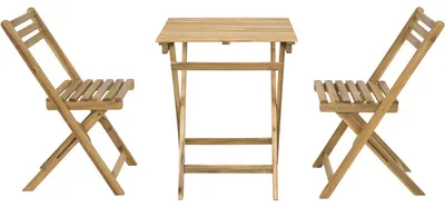 Produktbild von Gartentisch und -stühle "Aldo" aus Holz - 2 Sitzplätze - Braun