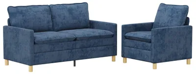 Imagen del producto de vidaXL Juego de sofás de 2 piezas, color azul, fabricado en poliéster