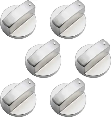 Produktbild von 6 Stück Universal-Bedienknöpfe aus Metall, Gasherd-Knopf, 6 mm Universal-Bedienknöpfe, Herdknopf für Gasherd, Herd, Backofen, Kochfeld